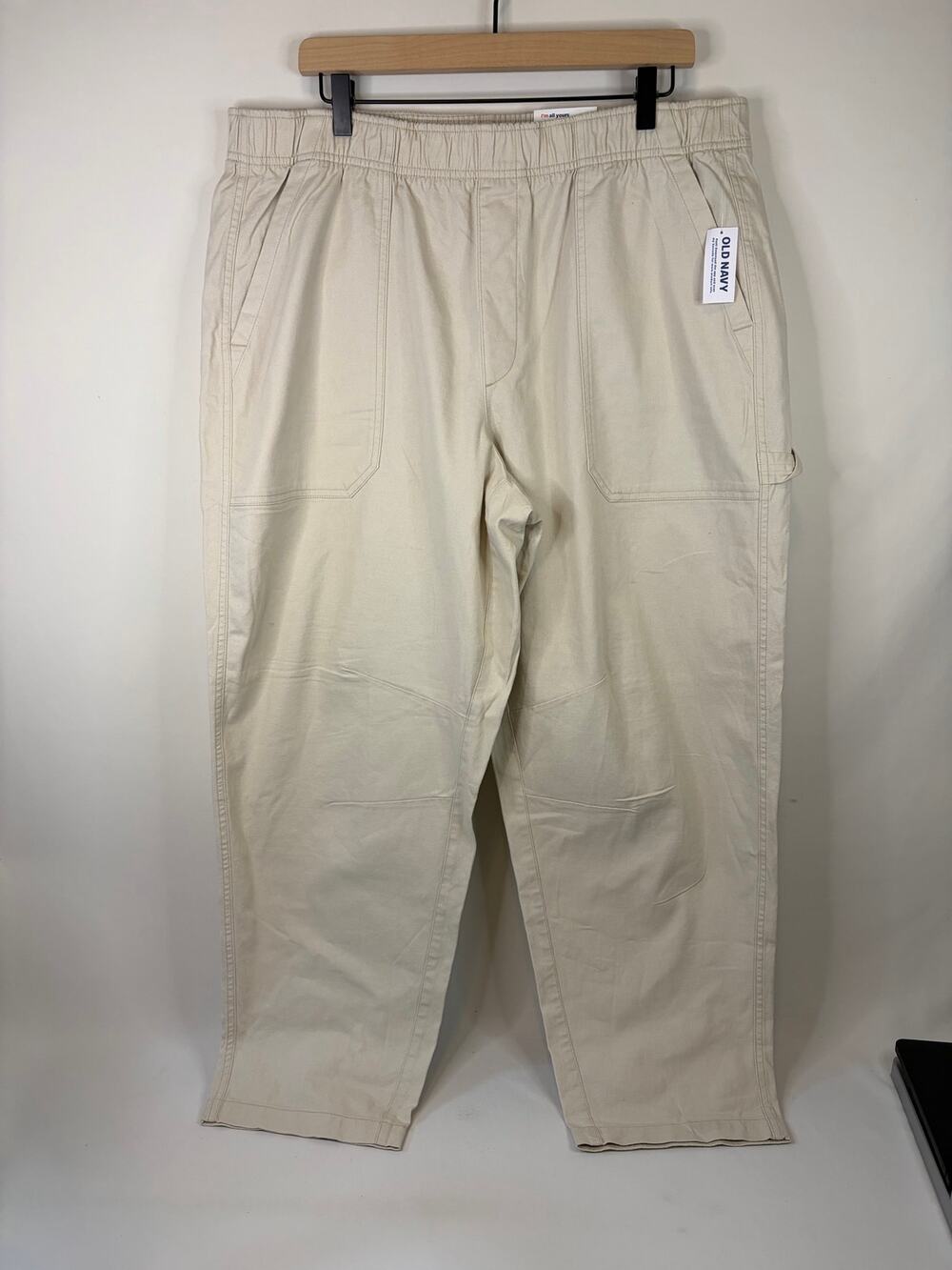 Old Navy High Rise Paula Pants Utility Wish Bone Beige Size XL Pull on Women NEW